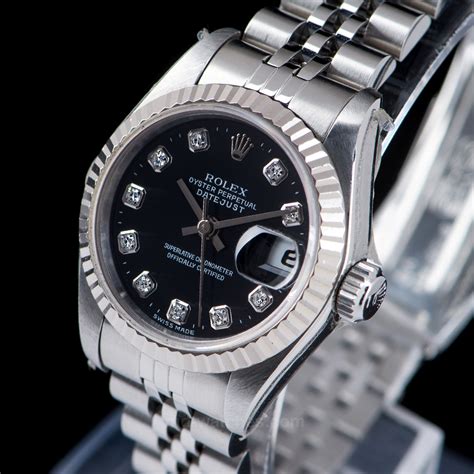 Rolex Datejust 26 mm Silver Index Dial Diamond Bezel Oyster.